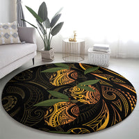 Hawaiian Mango Tribal Tattoo Round Carpet Gold Pacific Traditional Pattern LT9 - Polynesian Pride