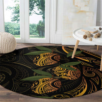 Hawaiian Mango Tribal Tattoo Round Carpet Gold Pacific Traditional Pattern LT9 - Polynesian Pride