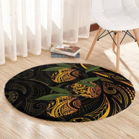 Hawaiian Mango Tribal Tattoo Round Carpet Gold Pacific Traditional Pattern LT9 - Polynesian Pride