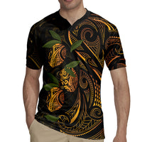 Hawaiian Mango Tribal Tattoo Rugby Jersey Gold Pacific Traditional Pattern LT9 - Polynesian Pride