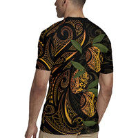 Hawaiian Mango Tribal Tattoo Rugby Jersey Gold Pacific Traditional Pattern LT9 - Polynesian Pride