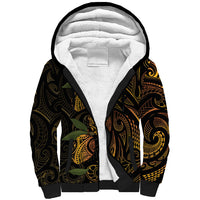 Hawaiian Mango Tribal Tattoo Sherpa Hoodie Gold Pacific Traditional Pattern LT9 Unisex Gold - Polynesian Pride
