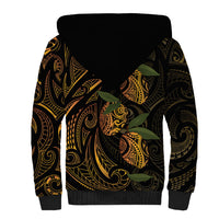 Hawaiian Mango Tribal Tattoo Sherpa Hoodie Gold Pacific Traditional Pattern LT9 - Polynesian Pride