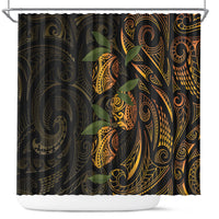Hawaiian Mango Tribal Tattoo Shower Curtain Gold Pacific Traditional Pattern LT9 Gold - Polynesian Pride