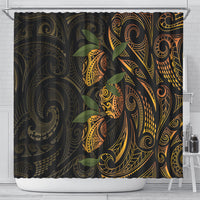 Hawaiian Mango Tribal Tattoo Shower Curtain Gold Pacific Traditional Pattern LT9 - Polynesian Pride