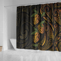 Hawaiian Mango Tribal Tattoo Shower Curtain Gold Pacific Traditional Pattern LT9 - Polynesian Pride