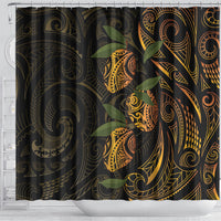 Hawaiian Mango Tribal Tattoo Shower Curtain Gold Pacific Traditional Pattern LT9 - Polynesian Pride