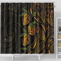 Hawaiian Mango Tribal Tattoo Shower Curtain Gold Pacific Traditional Pattern LT9 - Polynesian Pride