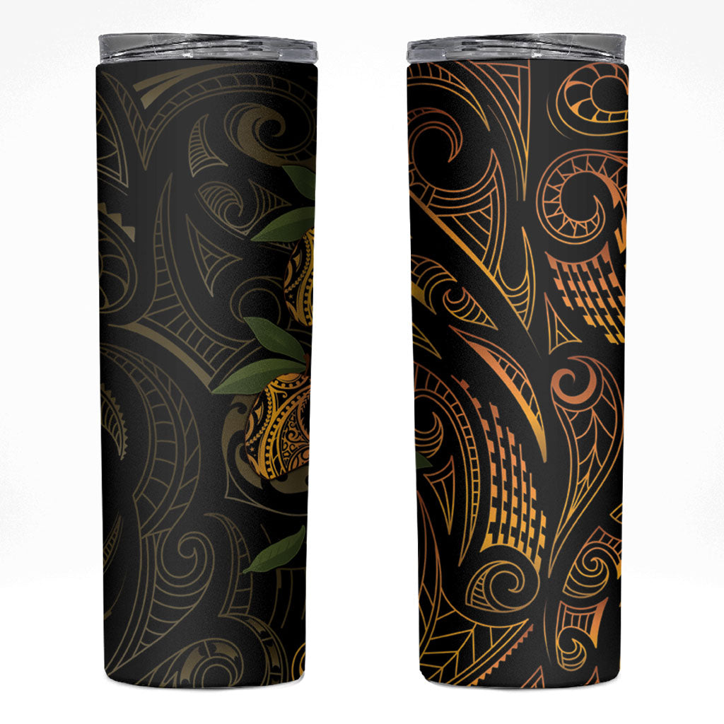 Hawaiian Mango Tribal Tattoo Skinny Tumbler Gold Pacific Traditional Pattern LT9 Gold - Polynesian Pride