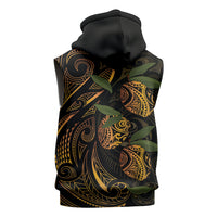 Hawaiian Mango Tribal Tattoo Sleeveless Hoodie Gold Pacific Traditional Pattern LT9 - Polynesian Pride