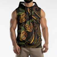 Hawaiian Mango Tribal Tattoo Sleeveless Hoodie Gold Pacific Traditional Pattern LT9 - Polynesian Pride