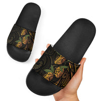 Hawaiian Mango Tribal Tattoo Slide Sandals Gold Pacific Traditional Pattern LT9 - Polynesian Pride