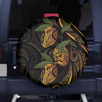 Hawaiian Mango Tribal Tattoo Spare Tire Cover Gold Pacific Traditional Pattern LT9 No hole Gold - Polynesian Pride
