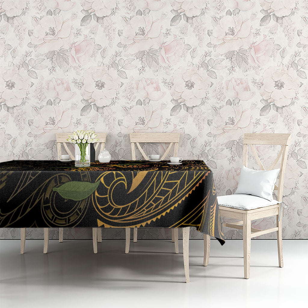 Hawaiian Mango Tribal Tattoo Tablecloth Gold Pacific Traditional Pattern LT9 - Polynesian Pride
