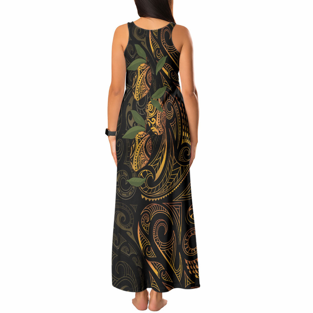 Hawaiian Mango Tribal Tattoo Tank Maxi Dress Gold Pacific Traditional Pattern LT9 - Polynesian Pride