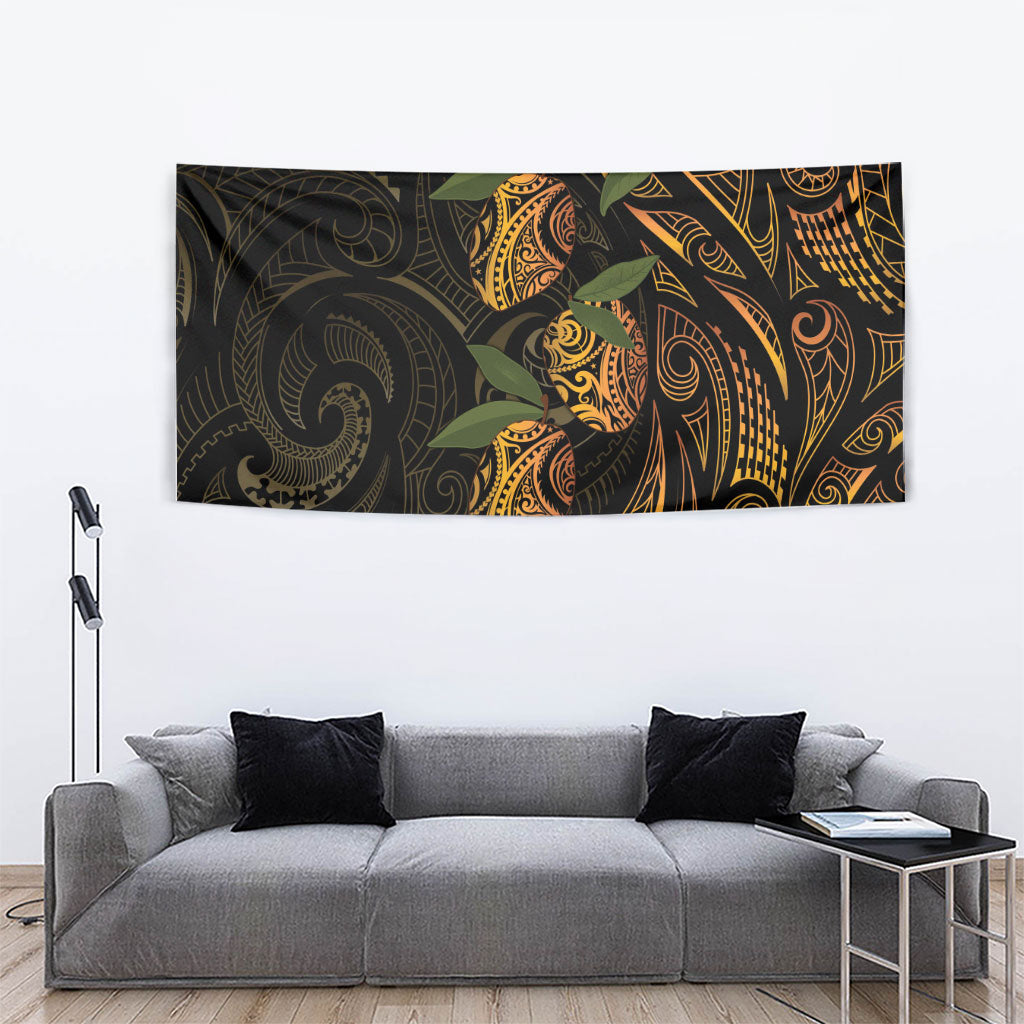 Hawaiian Mango Tribal Tattoo Tapestry Gold Pacific Traditional Pattern LT9 - Polynesian Pride