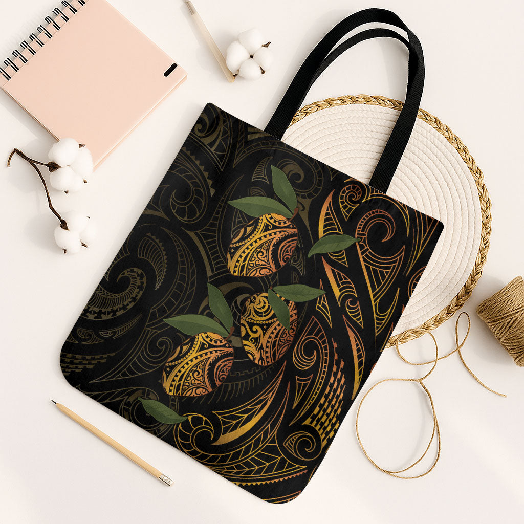 Hawaiian Mango Tribal Tattoo Tote Bag Gold Pacific Traditional Pattern LT9 Black Strap One Size Gold - Polynesian Pride