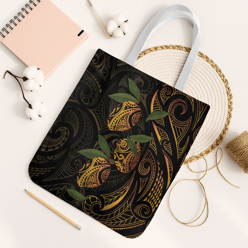 Hawaiian Mango Tribal Tattoo Tote Bag Gold Pacific Traditional Pattern LT9 White Strap One Size Gold - Polynesian Pride