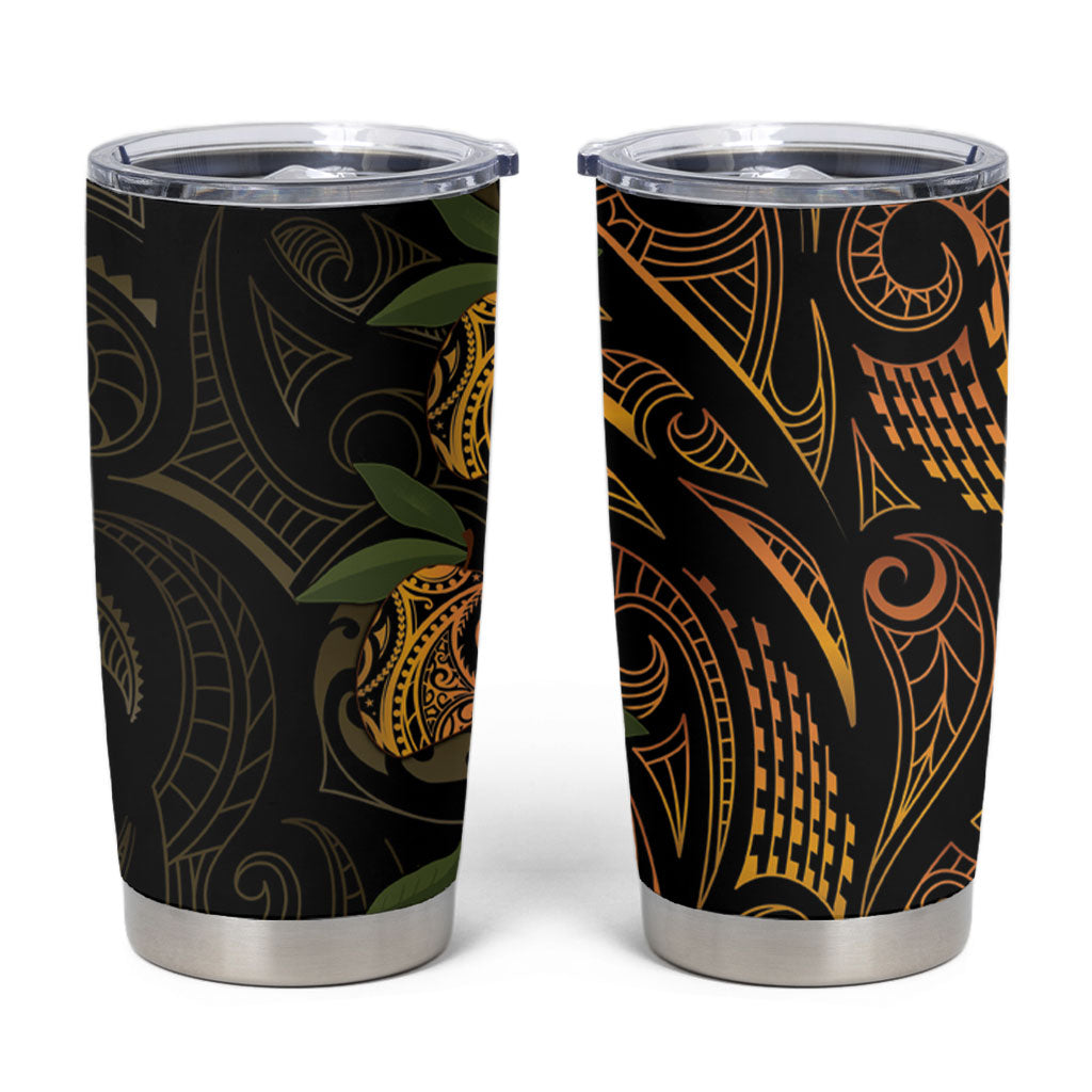 Hawaiian Mango Tribal Tattoo Tumbler Cup Gold Pacific Traditional Pattern LT9 Gold - Polynesian Pride