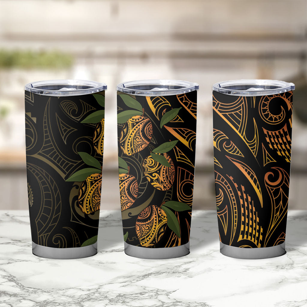 Hawaiian Mango Tribal Tattoo Tumbler Cup Gold Pacific Traditional Pattern LT9 - Polynesian Pride