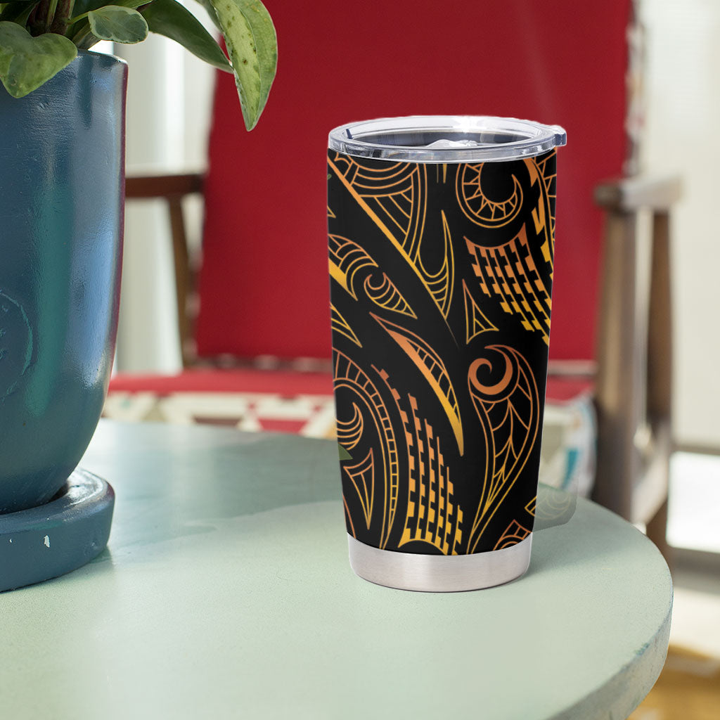 Hawaiian Mango Tribal Tattoo Tumbler Cup Gold Pacific Traditional Pattern LT9 - Polynesian Pride