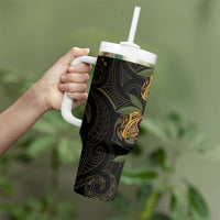 Hawaiian Mango Tribal Tattoo Tumbler With Handle Gold Pacific Traditional Pattern LT9 - Polynesian Pride
