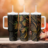 Hawaiian Mango Tribal Tattoo Tumbler With Handle Gold Pacific Traditional Pattern LT9 - Polynesian Pride