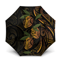 Hawaiian Mango Tribal Tattoo Umbrella Gold Pacific Traditional Pattern LT9 One Size Folded 11.42 inch Opened Diameter 37.4 inch Gold - Polynesian Pride