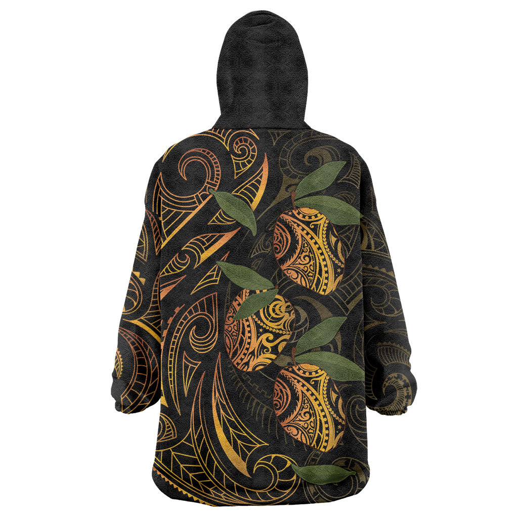 Hawaiian Mango Tribal Tattoo Wearable Blanket Hoodie Gold Pacific Traditional Pattern LT9 - Polynesian Pride