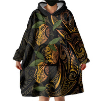 Hawaiian Mango Tribal Tattoo Wearable Blanket Hoodie Gold Pacific Traditional Pattern LT9 - Polynesian Pride