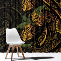 Hawaiian Mango Tribal Tattoo Window Curtain Gold Pacific Traditional Pattern LT9 - Polynesian Pride