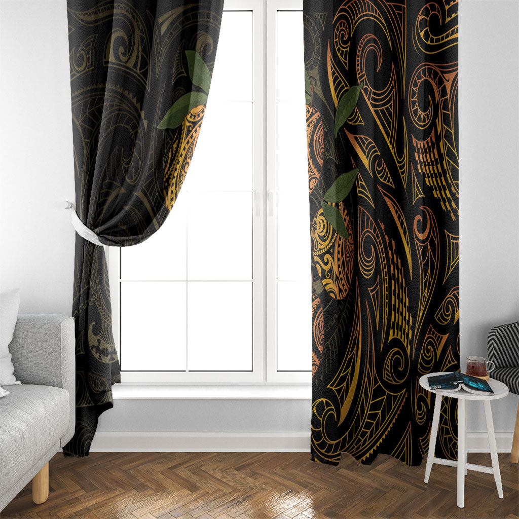 Hawaiian Mango Tribal Tattoo Window Curtain Gold Pacific Traditional Pattern LT9 - Polynesian Pride