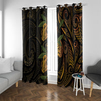 Hawaiian Mango Tribal Tattoo Window Curtain Gold Pacific Traditional Pattern LT9 With Grommets Gold - Polynesian Pride