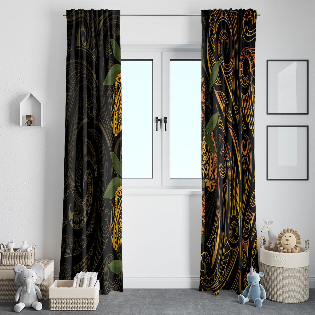 Hawaiian Mango Tribal Tattoo Window Curtain Gold Pacific Traditional Pattern LT9 - Polynesian Pride