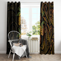 Hawaiian Mango Tribal Tattoo Window Curtain Gold Pacific Traditional Pattern LT9 - Polynesian Pride