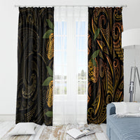 Hawaiian Mango Tribal Tattoo Window Curtain Gold Pacific Traditional Pattern LT9 - Polynesian Pride
