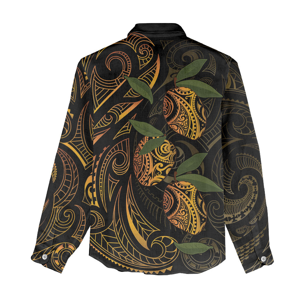 Hawaiian Mango Tribal Tattoo Women Casual Shirt Gold Pacific Traditional Pattern LT9 - Polynesian Pride