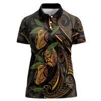 Hawaiian Mango Tribal Tattoo Women Polo Shirt Gold Pacific Traditional Pattern LT9 Female Gold - Polynesian Pride