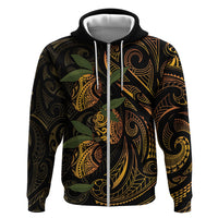 Hawaiian Mango Tribal Tattoo Zip Hoodie Gold Pacific Traditional Pattern LT9 Zip Hoodie Gold - Polynesian Pride