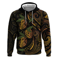 Hawaiian Mango Tribal Tattoo Zip Hoodie Gold Pacific Traditional Pattern LT9 Pullover Hoodie Gold - Polynesian Pride