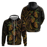 Hawaiian Mango Tribal Tattoo Zip Hoodie Gold Pacific Traditional Pattern LT9 - Polynesian Pride