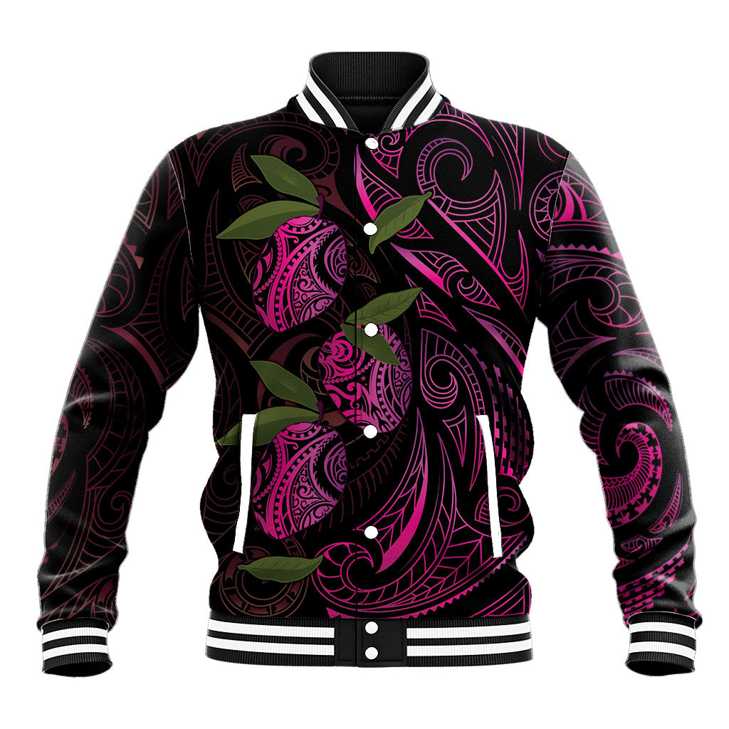 Hawaiian Mango Tribal Tattoo Baseball Jacket Pink Pacific Traditional Pattern LT9 Unisex Pink - Polynesian Pride