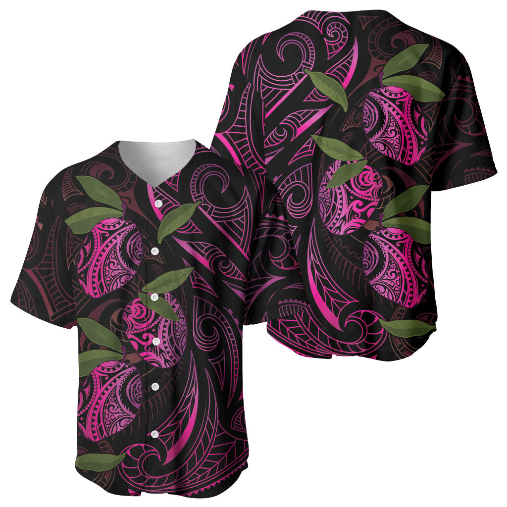 Hawaiian Mango Tribal Tattoo Baseball Jersey Pink Pacific Traditional Pattern LT9 - Polynesian Pride