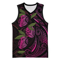 Hawaiian Mango Tribal Tattoo Basketball Jersey Pink Pacific Traditional Pattern LT9 Unisex Pink - Polynesian Pride
