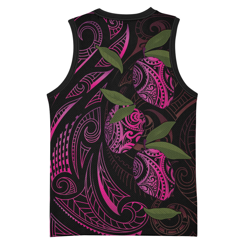 Hawaiian Mango Tribal Tattoo Basketball Jersey Pink Pacific Traditional Pattern LT9 - Polynesian Pride