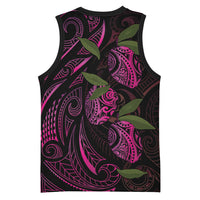 Hawaiian Mango Tribal Tattoo Basketball Jersey Pink Pacific Traditional Pattern LT9 - Polynesian Pride