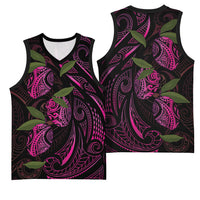 Hawaiian Mango Tribal Tattoo Basketball Jersey Pink Pacific Traditional Pattern LT9 - Polynesian Pride