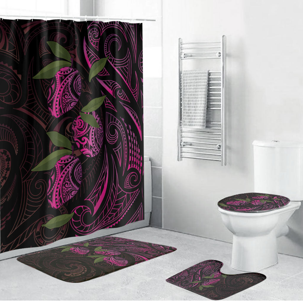 Hawaiian Mango Tribal Tattoo Bathroom Set Pink Pacific Traditional Pattern LT9 Bathroom Set (4 pcs) Pink - Polynesian Pride