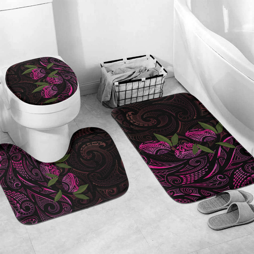 Hawaiian Mango Tribal Tattoo Bathroom Set Pink Pacific Traditional Pattern LT9 Mat Set Only (3 pcs) One Size Pink - Polynesian Pride