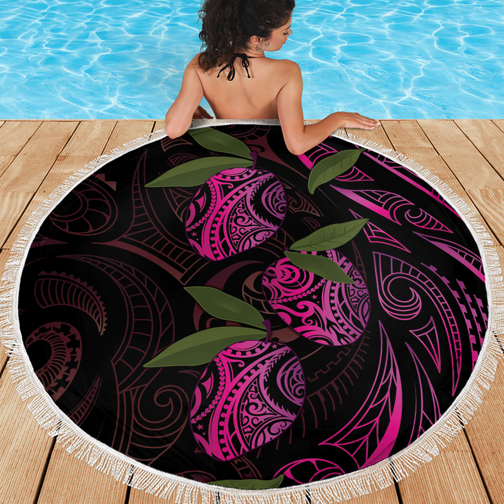 Hawaiian Mango Tribal Tattoo Beach Blanket Pink Pacific Traditional Pattern LT9 - Polynesian Pride